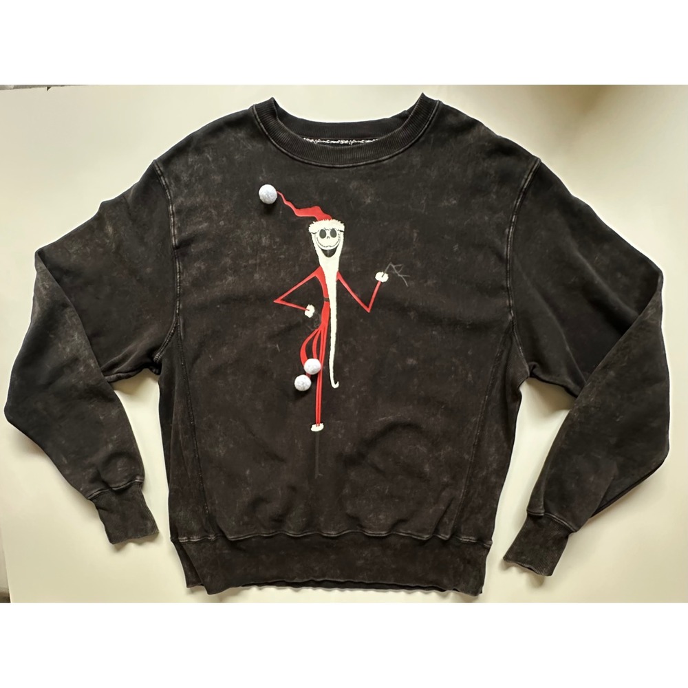Disney Nightmare Before Christmas Sandy Claws Acid Wash Sweatshirt Black Size M
